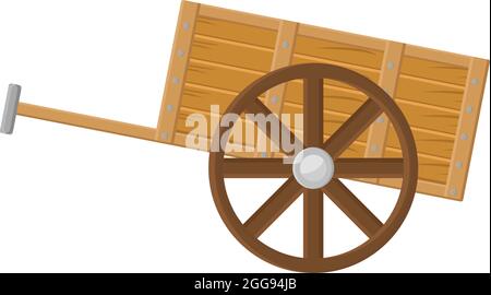 Wooden cart, illustration, vector on white background. Stock Vector