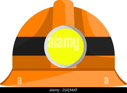 Mining helmet, illustration, vector on white background. Stock Vector
