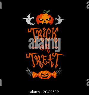 Trick or treat lettering design halloween ornate vector illustration Stock Vector