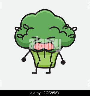 Vector Illustration of Broccoli Character Mascot on isolated background Stock Vector