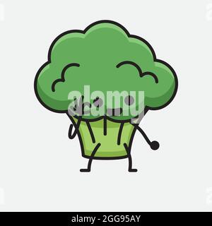 Vector Illustration of Broccoli Character Mascot on isolated background Stock Vector