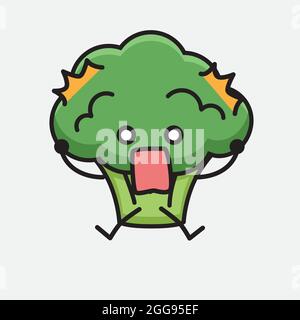 Vector Illustration of Broccoli Character Mascot on isolated background Stock Vector