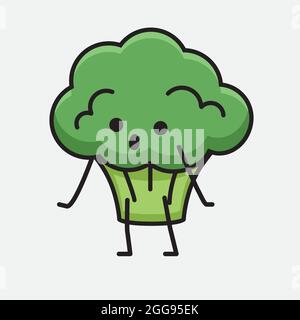 Vector Illustration of Broccoli Character Mascot on isolated background Stock Vector