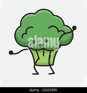 Vector Illustration of Broccoli Character Mascot on isolated background Stock Vector