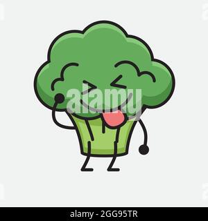 Vector Illustration of Broccoli Character Mascot on isolated background Stock Vector