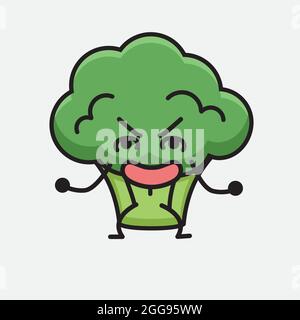 Vector Illustration of Broccoli Character Mascot on isolated background Stock Vector