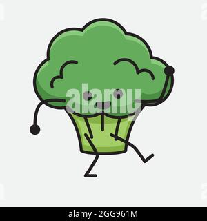 Vector Illustration of Broccoli Character Mascot on isolated background Stock Vector