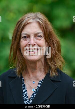 Neuhardenberg, Germany. 28th Aug, 2021. Angela Winkler, theatre and film actress, takes photographs for the summer programme at Schloss Neuhardenberg. Credit: Patrick Pleul/dpa-Zentralbild/ZB/dpa/Alamy Live News Stock Photo