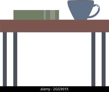 Cozy wooden coffee table with a cup and a book. Fashionable vector illustration in a flat style Stock Vector