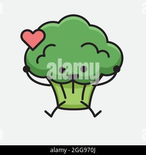 Vector Illustration of Broccoli Character Mascot on isolated background Stock Vector