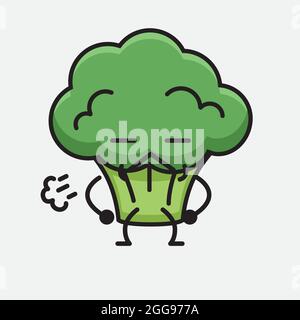 Vector Illustration of Broccoli Character Mascot on isolated background Stock Vector