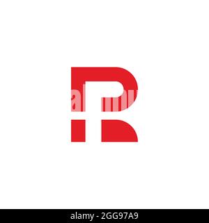 letter rf red negative space geometric simple logo vector Stock Vector