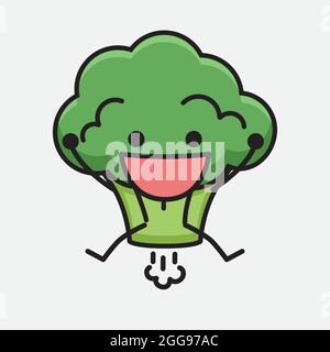 Vector Illustration of Broccoli Character Mascot on isolated background Stock Vector