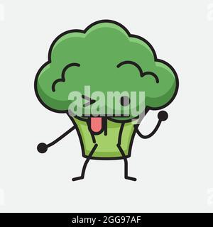 Vector Illustration of Broccoli Character Mascot on isolated background Stock Vector