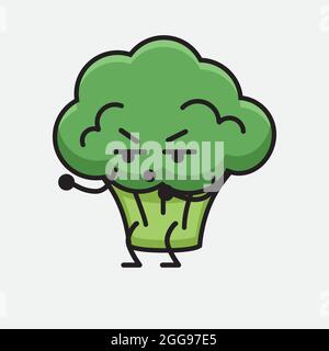Vector Illustration of Broccoli Character Mascot on isolated background Stock Vector
