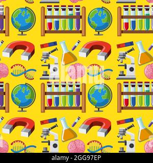 Science learning tools seamless background illustration Stock Vector