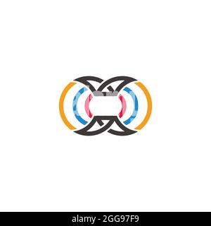 stripes colorful object abstract geometric simple logo vector Stock Vector