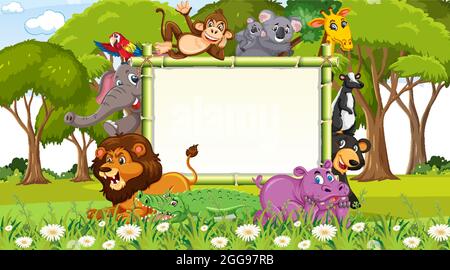 Empty banner with various wild animals illustration Stock Vector Image ...