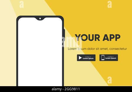 Smartphone for download app website landing page. Vector Stock Vector