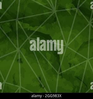 green seamless pattern with watercolor stains and polygonal line triangles, endless vector background. Stock Vector