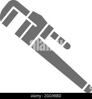 Adjustable wrench grey icon. Isolated on white background Stock Vector
