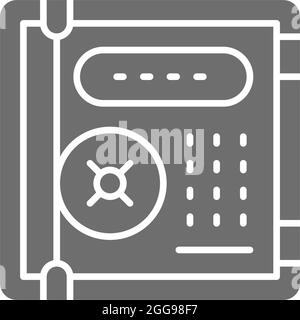 Electronic safe, personal protection, cryptography grey icon. Stock Vector