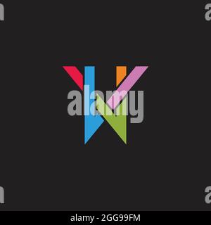 letter xw colorful line simple geometric logo vector Stock Vector
