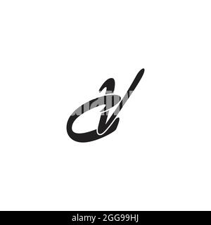 letter dv curve overlapping line logo vector Stock Vector