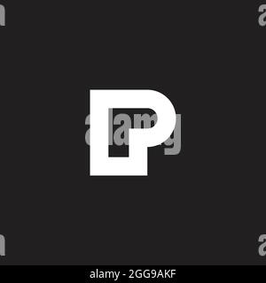letter pr simple geometric round linear symbol logo vector Stock Vector