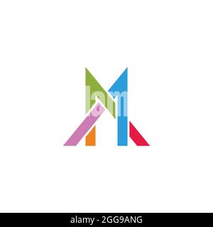 letter mx colorful line simple geometric logo vector Stock Vector