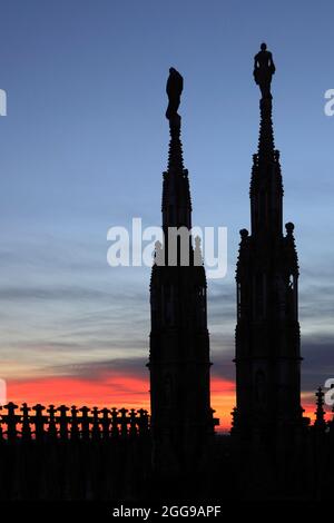 The spires on the top of the Cathedral (Duomo), Milan, Italy Stock Photo