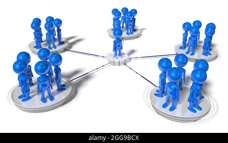 Group of cartoon characters - social networking concept - 3D illustration Stock Photo
