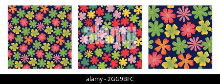 Seamles pattern flower.Hand drawn print of textile.Vintage floral design. Stock Vector
