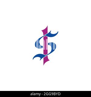 letter si simple curve linked colorful logo vector Stock Vector