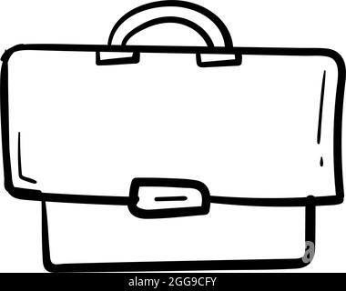 hand drawn briefcase icon in doodle style isolated. Stock Vector