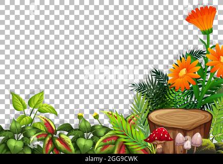 Various tropical leaves on transparent background illustration Stock Vector