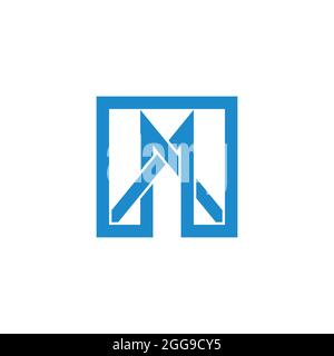 letter mn simple overlapping line logo vector Stock Vector