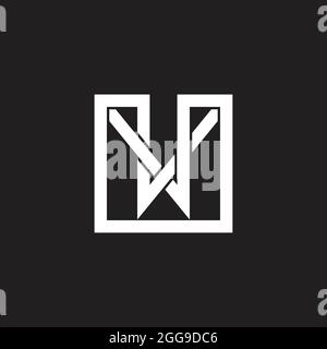 letter wu simple 3d flat overlap logo vector Stock Vector