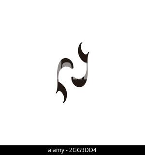 letter rj simple curves geometric logo vector Stock Vector