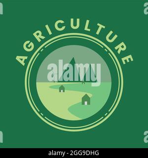 Agriculture and farming with a tractor with cultivator, logo design. Stock Vector