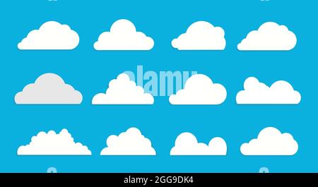 White clouds on blue sky with no shadow. Stock Stock Vector