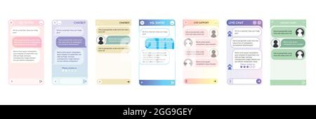 Chatbot window. User interface of application with online dialogue. Conversation with a robot assistant Stock Vector