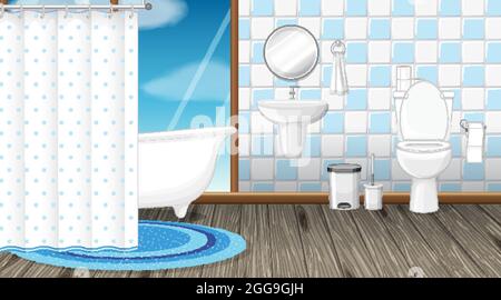 Bathroom interior design with furniture illustration Stock Vector