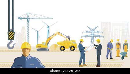 Craftsmen and construction workers on the construction Stock Vector