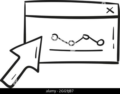 hand drawn click website icon in doodle style isolated. Stock Vector