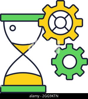 Hourglass and gear cog wheal vector icon Stock Vector