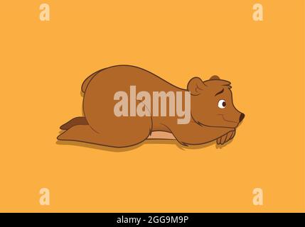 A cute brown bear illustration. A cute brown bear cartoon. Stock Vector