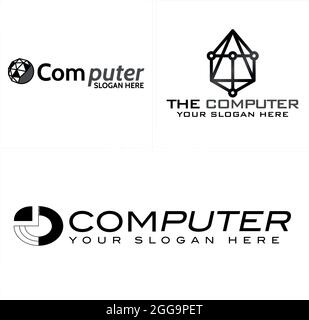 Polygonal circle global line tech circuit vector logo design Stock Vector