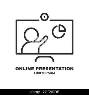 Computer with two people conferencing, online meeting Stock Vector