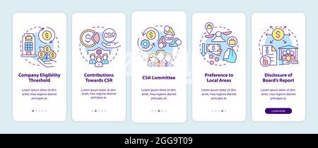 CSR basics onboarding mobile app page screen Stock Vector